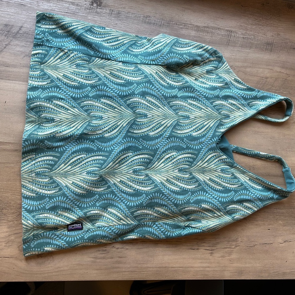 Patagonia Teal and Cream Patterned Tank Top